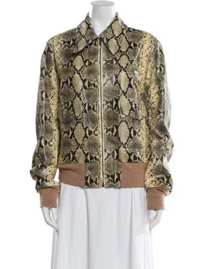 Pre-owned Gucci Python Leather Bomber Jacket In Multi