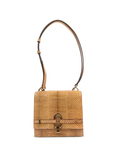 Pre-owned Gucci Python-skin Handbag In Brown