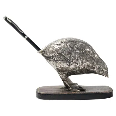 Pre-owned Gucci Quail Pen Holder 1970s In Silver