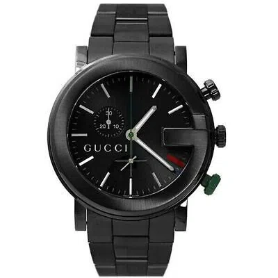 Pre-owned Gucci Quartz 101m Black Pvd Chronograph Men's Watch 44mm Ya101331