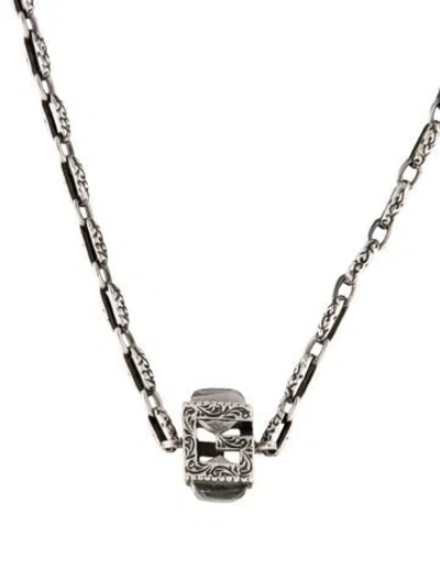 Pre-owned Gucci Quartz G Cube Pendant Necklace, 18" In Multicolor