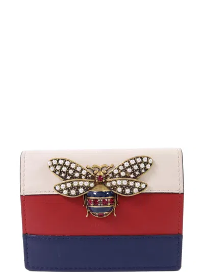 Pre-owned Gucci Queen Margaret Bee Wallet In Red