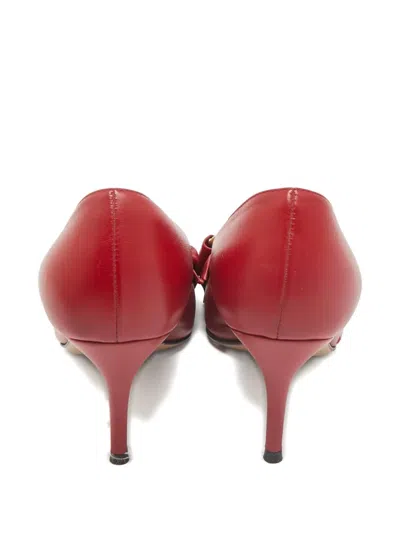 Pre-owned Gucci Queen Margaret Leather Heeled Pumps In Red