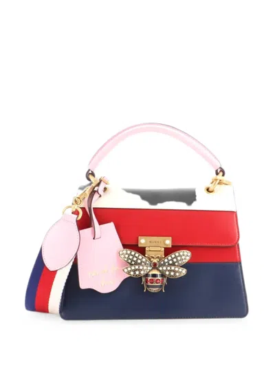 Pre-owned Gucci Queen Margaret Top Handle Bag Colorblock Leather Small Satchel In 红色