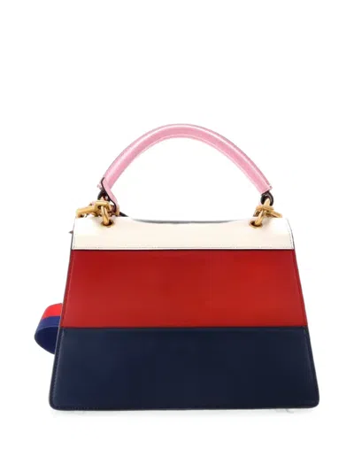 Pre-owned Gucci Queen Margaret Top Handle Bag Colorblock Leather Small Satchel In Blue