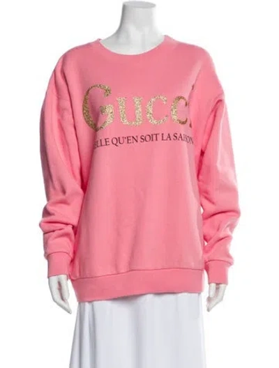 Pre-owned Gucci 'quelle Qu'en Soit La Saison' Graphic Print Sweatshirt In Pink