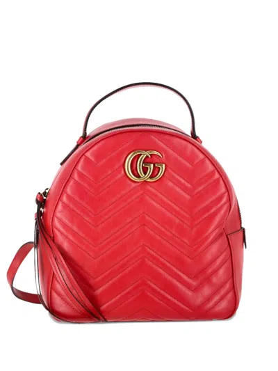 Pre-owned Gucci Quilted Backpack In Red