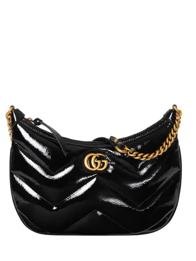 Gucci Quilted Black Shoulder Bag With Gold Chain Detail
