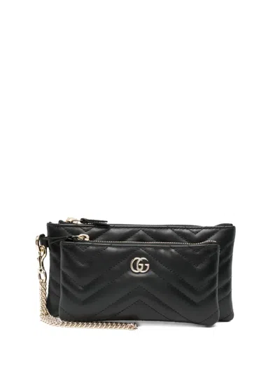 Gucci Quilted Chain Clutch Bag In Black