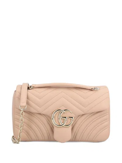 Gucci Powder Pink Nappa Leather Medium Gg Marmont Shoulder Bag