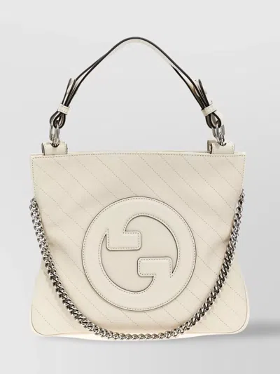 Gucci Quilted Chain Strap Top Handle Tote Bag In White