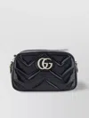 Gucci Quilted Chevron Shoulder Bag Chain Strap In Black