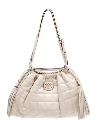 Pre-owned Gucci Quilted Deco Medium In Neutral