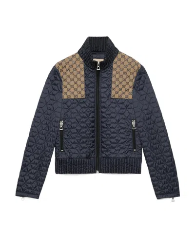 Gucci Quilted Gg-detail Jacket In Black