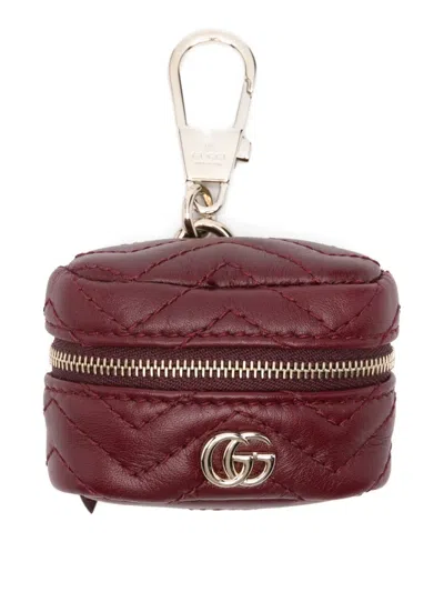 Gucci Quilted Gg Keyring In Red