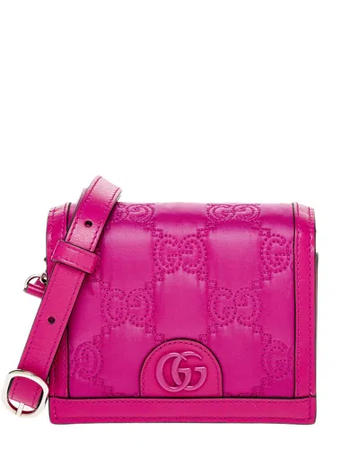 Gucci Quilted Gg Leather-trim Messenger Bag In Pink