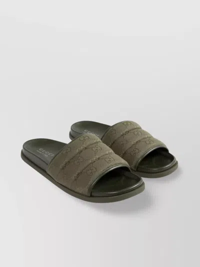 Gucci Quilted Gg Monogram Canvas Slide Sandals