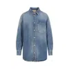 GUCCI QUILTED GG PATCH BLUE DENIM SHIRT