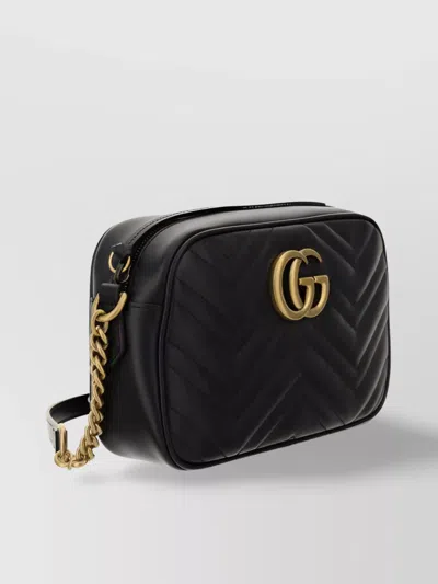 Gucci Quilted Leather Chain Shoulder Bag In Black