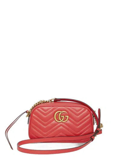 Gucci Quilted Leather Crossbody Handbag In Red