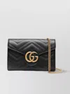 Gucci Quilted Leather Mini Bag Gg Marmont In Black
