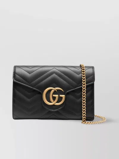 Gucci Quilted Leather Mini Bag Gg Marmont In Black