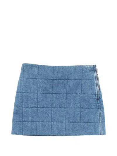 Pre-owned Gucci Quilted Mini Skirt In Blue