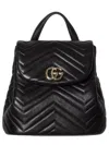 Gucci Quilted Nappa Leather Chevron Shoulder Bag With Double G Hardware In Nero
