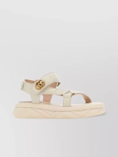Gucci Quilted Open Toe Platform Sole Sandals In Neutral