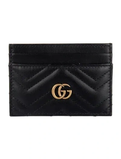 Pre-owned Gucci Quilted Pattern Leather Card Holder In Black