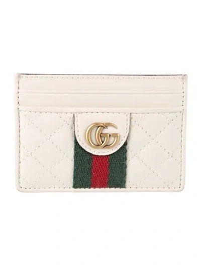 Pre-owned Gucci Quilted Pattern Leather Card Holder In Neutral