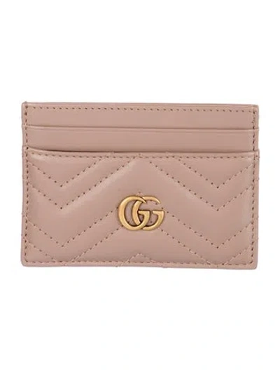 Pre-owned Gucci Quilted Pattern Leather Card Holder In Neutrals