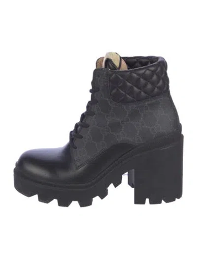 Pre-owned Gucci Quilted Pattern Leather Combat Boots In Multi