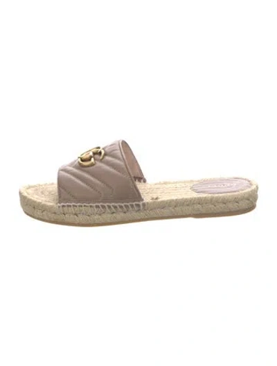 Pre-owned Gucci Quilted Pattern Leather Espadrilles In Neutral
