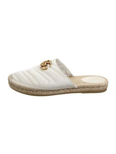 Pre-owned Gucci Quilted Pattern Leather Espadrilles In White
