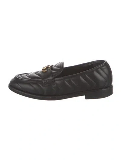 Pre-owned Gucci Quilted Pattern Leather Loafers In Black