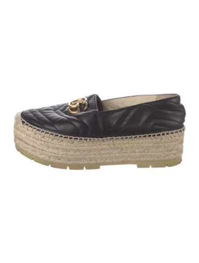 Pre-owned Gucci Quilted Pattern Leather Mules In Black