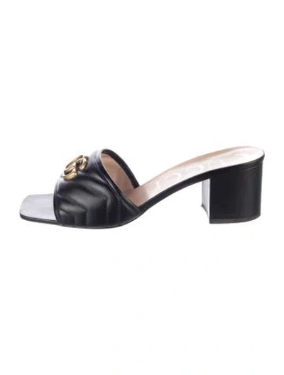 Pre-owned Gucci Quilted Pattern Leather Slides In Black