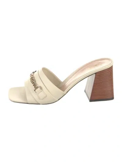 Pre-owned Gucci Quilted Pattern Leather Slides In Neutral