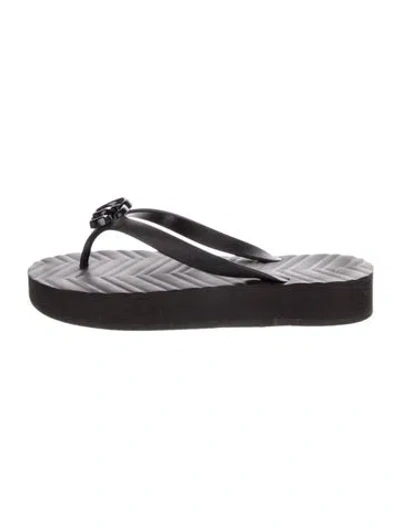 Pre-owned Gucci Quilted Pattern Rubber Slides In Black