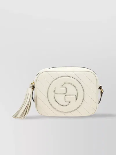 Gucci Quilted Small Crossbody Bag Tassel Detail In White