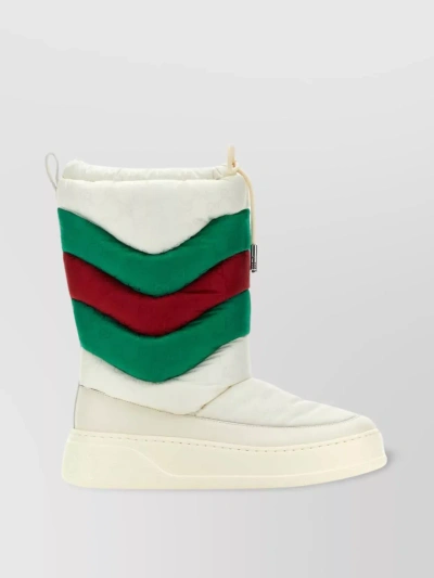 Gucci Quilted Texture Fabric Boots In White