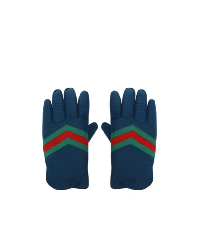 Gucci Quilted Thermal Gloves In Blue
