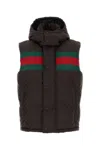Gucci Dark Brown Gg Polyester Blend Sleeveless Down Jacket