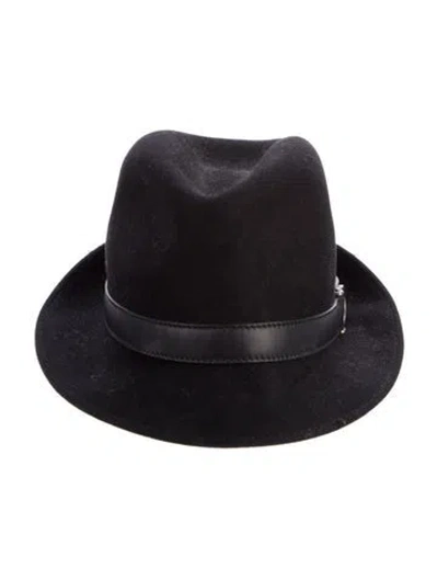 Pre-owned Gucci Rabbit Fur Fedora In Black