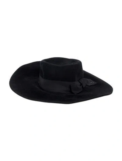 Pre-owned Gucci Rabbit Fur Wide-brim Hat In Black