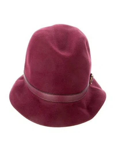 Pre-owned Gucci Rabbit Hair Fedora In Burgundy