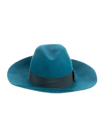 Pre-owned Gucci Rabbit Hair Fedora Hat In Blue
