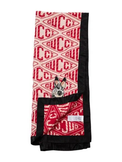Pre-owned Gucci Rabbit Throw Blanket In Red/white