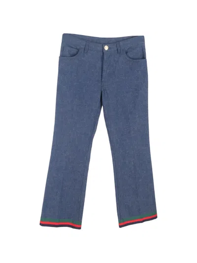 Pre-owned Gucci Rabbit-patch Flared Jeans In Blue